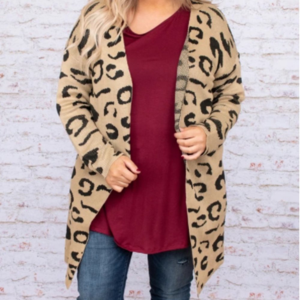Leopard Open Front Cardigan